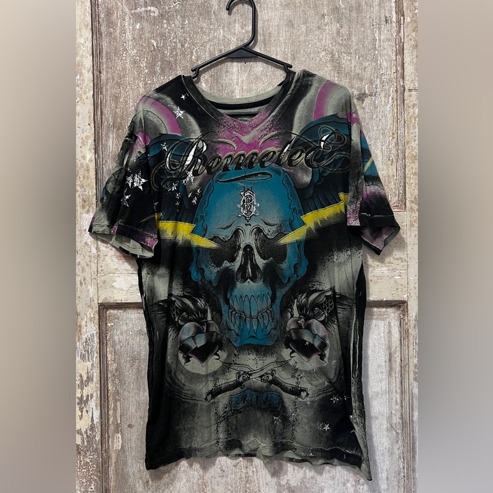 Affliction Remelee men’s lg graphicT-shirt, graphic on front and back super soft
